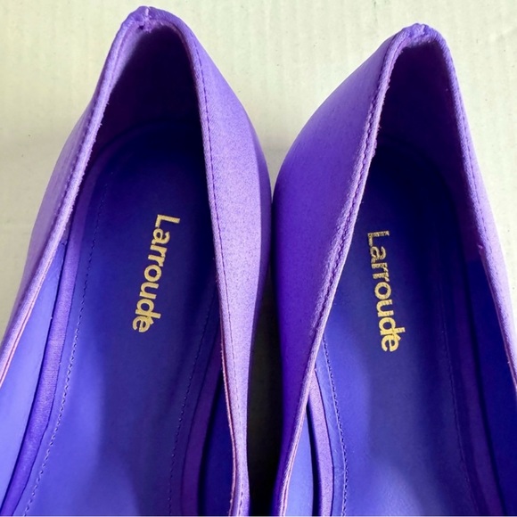 Larroude’ Purple satin Blair Mary Jane battle flats with adjustable buckle.9.5 - Picture 2 of 14